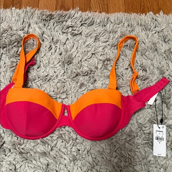 Express Vibrant Pink and Orange Bra - Picture 1 of 8